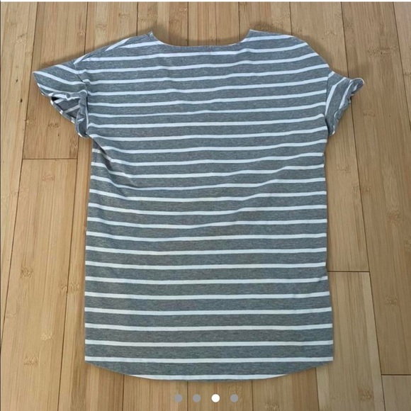 J. Crew gray and white striped top with ruffled sleeves (Size XS) - Picture 4 of 4